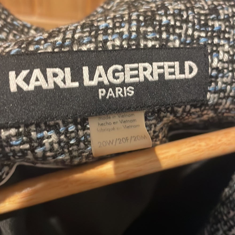 Karl Lagerfeld Black and White Tweed Blazer Jacket - Picture 4 of 9